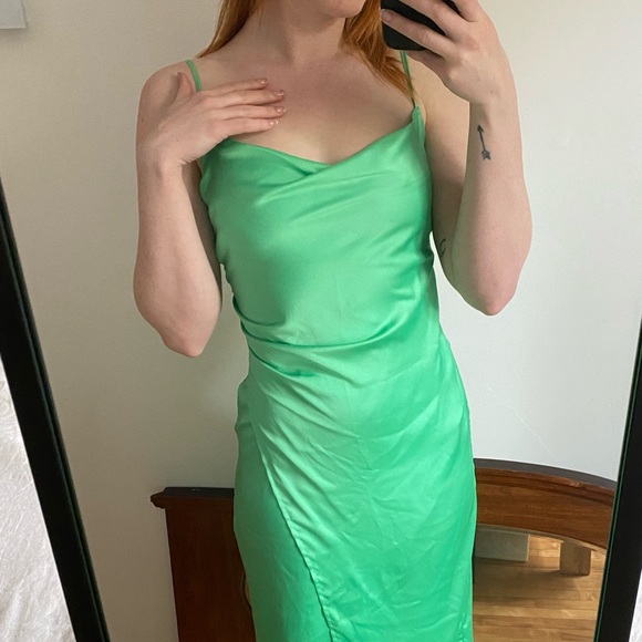Silky Green slip dress - Picture 3 of 8